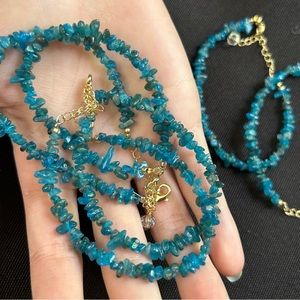 Blue Apatite chip Bracelets, adjustable